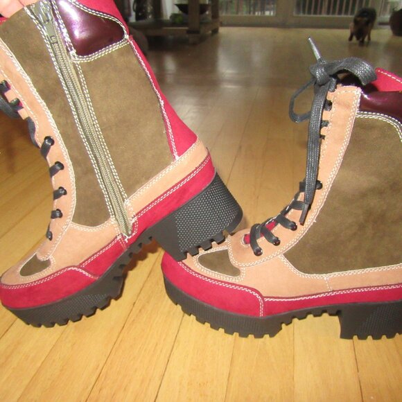 BAMBOO COLOR BLOCK BOOTS/PLATFORM/SIDE ZI/SIZE 8.5! - Picture 4 of 8